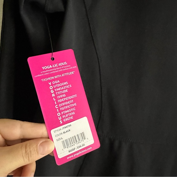 NWT Yogalicious Women’s Full Zip Stretch Thumbholes Black Athletic Jacket Size L - Picture 5 of 9